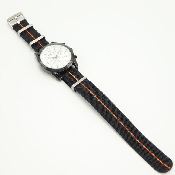 Kenneth Cole NY Mens 45mm Chronograph Watch Black Orange Nylon w New Battery - Picture 10 of 11